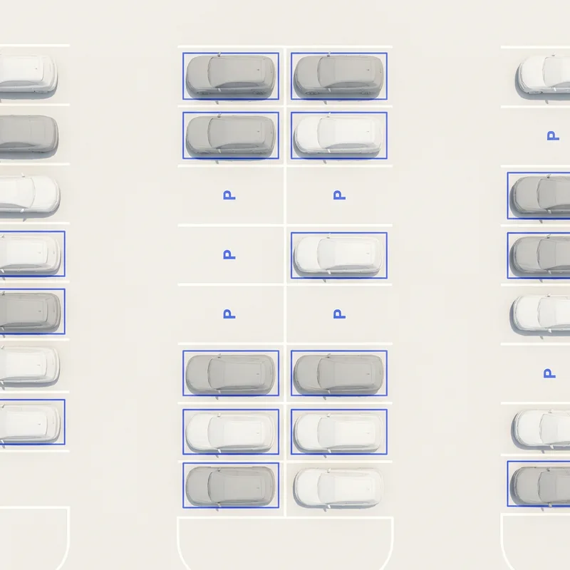 Top-down view of a monitored parking area