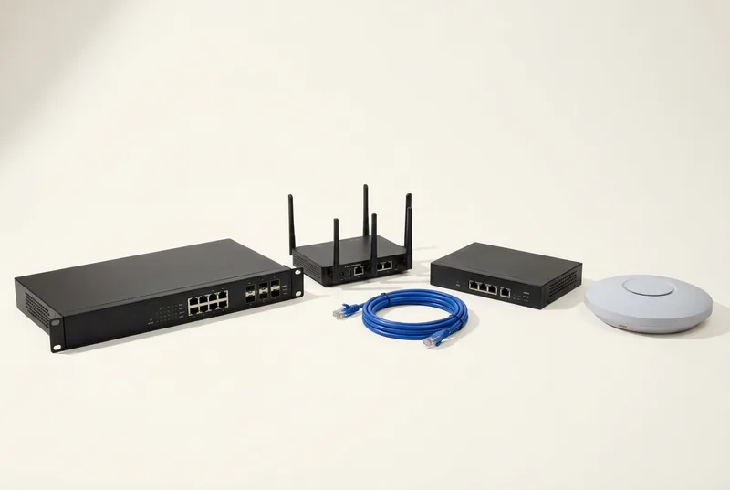 Rack-mount switch, router, firewall appliance, and wireless access point